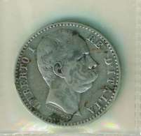 I. REGNO - UMBERTO I° ANNO 1882 - 2 LIRE ARGENTO  - QUALITA' BB/SPL - NON PULITA PATINA ORIGINALE  - ZECCA ROMA - 1878-1900 : Umberto I