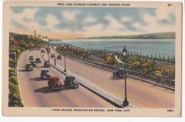 West Side Express Highway And Hudson River, New York City, Unused Linen Postcard [17525] - Transportmiddelen