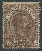 1884-86 REGNO USATO PACCHI POSTALI 1,75 LIRE - U31-2 - Postal Parcels