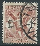 1924 REGNO USATO SEGNATASSE PER VAGLIA 1 LIRA - U30-9 - Tax On Money Orders
