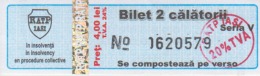 Transportation Ticket Tram Tramway Ticket 2 Travel Iasi Romania - Europa