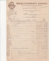 FACTURE ETABLISSEMENT GAMMA -   RADIOTELEGRAPHIE- RADIOTELEPHONIE - PARIS -   1934 - Other & Unclassified