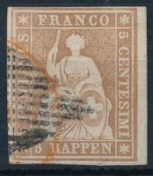 22C 5 Rappen Strubel Mit Schwarzer Raute Und Bogenrand, Weissrandig Mit ATTEST: Berra-Gautschy - Used Stamps