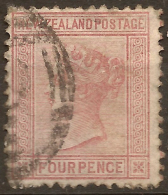 NZ 1874 4d Maroon FSF QV P12.5 SG 155 U #UK318 - Usati