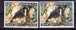 Monaco  498 Variété Monaco Souligné Et Normal Vitrail  Neuf ** TB  MNH Sin Charnela - Plaatfouten En Curiosa