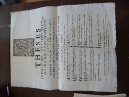 Thèse Theses En Latin Affiche 1699 Illustrée Es Ivre Canonico Et Civili Selectas Pro Tentativa Baccalaureatus.... - Diplomas Y Calificaciones Escolares