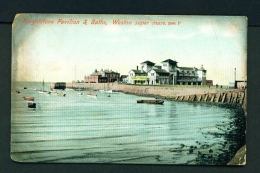 ENGLAND  -  Weston Super Mare  Knightstone Baths And Pavilion  Used Vintage Postcard As Scans (corner Damage) - Weston-Super-Mare