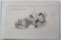 Cpa LITHO BORD Relief ILLUSTRATEUR WICHERA Vienne Femme Enfant Elegante Portant Sapin Coburg - Wichera