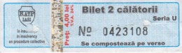 Transportation Ticket Tram Tramway Ticket 2 Travels Iasi Romania - Europa