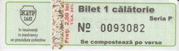 Transportation Ticket Tram Tramway Ticket 1 Travel Iasi Romania - Europa