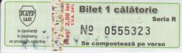 Transportation Ticket Tram Tramway Ticket 1 Travel Iasi Romania - Europe