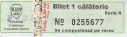 Transportation Ticket Tram Tramway Ticket 1 Travel Iasi Romania - Europe