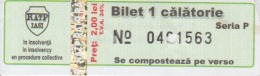 Transportation Ticket Tram Tramway Ticket 1 Travel Iasi Romania - Europe