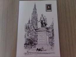 Antwerpen Rubens En De Kathedraal Met Ongestempelde Postzegel Van Rubens 1977 - Souvenir Cards - Joint Issues [HK]