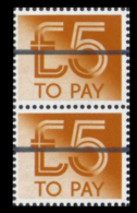 GREAT BRITAIN Postage Due £5 School Training Stamps OVPT:1 Bar PAIR GB - Strafportzegels