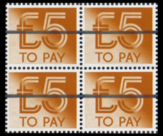 GREAT BRITAIN Postage Due £5 School Training Stamps OVPT:1 Bar.4-BLOCK - Errors, Freaks & Oddities (EFOs