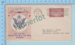 USA FDC PPJ - Cachet : Trans-pacific Air Mail - Cover Washington  1937 D.C.  On A USA 50¢ Cent; - 1851-1940