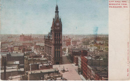 Delcampe - AK Milwaukee City Hall Birds Eye View Aerial 200 E Wells St Street N Water Front Market East Town Wisconsin WI Wurlitzer - Milwaukee