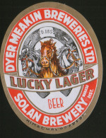 Lucky Lager (Dyer Meakin Breweries, India), Beer Label From 60`s. - Bier