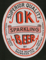 OK Sparkling Beer (Dyer Meakin Breweries, India), Beer Label From 60`s. - Bier