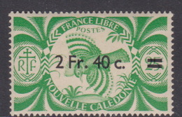 New Caledonia SG 295 1945 Free French Issue Overprinted 2F 40c 0n 25f MNH - Nuovi