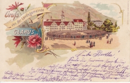 Glarus, Gruss Von Der Landsgemeinde - Farbige Litho - Autres & Non Classés