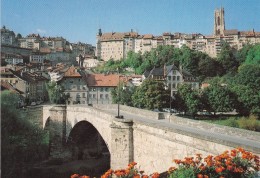 FRIBOURG : Pont De St Jean Et Vieille Ville  (St Johann-Brücke Und Altstadt) - Pont-la-Ville