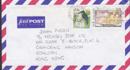 New Zealand Fastpost Par Avion Slogan "Olympic Games" 1992 Cover Brief KOWLOON Hong Kong Bird Vogel Oiseau Kingfisher - Brieven En Documenten