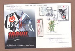 AC - TURKEY POSTAL STATIONARY - 100th ANNIVERSARY OF BESIKTAS SPORTS CLUB THE CHAMPION REGISTERED 21 JUNE 2003 - Postal Stationery