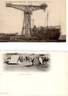 Algérie -  2 Cartes De Sidi-Bel- Abbes _ Navire Sous La Grande Grue_ Marché 1900 - Bechar (Colomb Béchar)