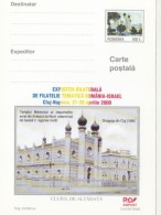 42484- CLUJ NAPOCA SYNAGOGUE, JEWISH, POSTCARD STATIONERY, 2000, ROMANIA - Jewish