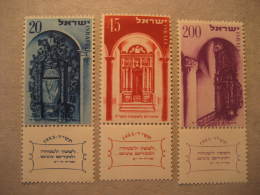Yvert Nº68/70 Cat. 2008: 20 Eur With Tab * Hinged Jerusalem Petah Tikva Safed ISRAEL - Neufs (avec Tabs)