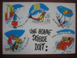 (Crans-Montana (VS)) - Humorkarte "une Bonne Skieuse Doit" Design De Jean-Pierre - Crans-Montana