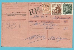 767+768+419 Op Ontvangkaart (Carte-recepisse) Met Stempel GENT - 1948 Export