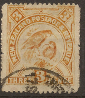 NZ 1898 3d Huias P14 SG 321c U #UK149 - Oblitérés