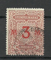 Germany Preussen Revenue Tax Steuermarke Stempelmarke 3 MK O - Other & Unclassified