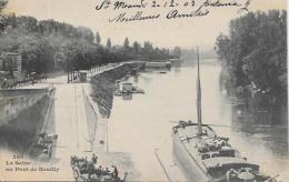 CPA Neuilly Sur Seine  Hauts De Seine Circulé Péniche Battelerie Attelage - Neuilly Sur Seine