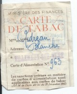 Carte De Tabac/Ministére Des Finances/ Ridreau/Villemeux Sur Eure / Eure & Loir /vers 1942-1946    AEC30 - Altri & Non Classificati