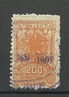 BRAZIL Brazilia O 1907 Old Revenue Tax Fiscal Stamp  Thesoro Federal 200 Reis O - Segnatasse