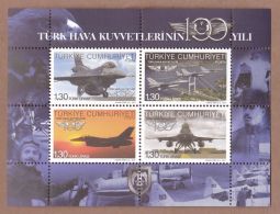 AC - TURKEY BLOCK STAMP  - 100th YEAR OF TURKISH AIR FORCE AIRCRAFT, PLANE SOUVENIR SHEET MNH 01 JUNE 2011 - Blocks & Sheetlets