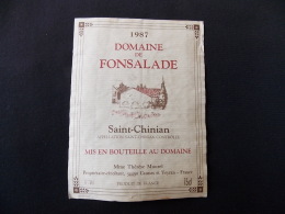 Etiquette De Vin Domaine De Fonsalade 1987 Saint Chinian - Languedoc-Roussillon