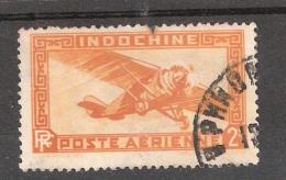 INDOCHINE , 1933 Type AVION, Yvert N° 12 ,  2 Piastres Jaune Orange  Obl TB - Poste Aérienne