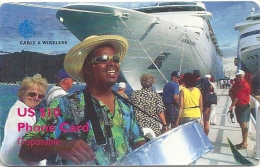 British Virgin Islands - Drummer Man & Cruiseship (white Front) - Chip - 10$, 1998, Used - Vierges (îles)