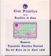 O) 1958 CUBA-CARIBE, NATIONAL EXPOSURE FILATELICA - POST ROUTE MARITIMOS 1765, SOUVENIR MNH - Unused Stamps