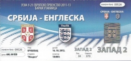 Sport Match Ticket UL000319 - Football (Soccer): Serbia Vs England: 2012-10-16 - Match Tickets