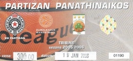 Sport Match Ticket UL000330 - Basketball: Partizan Vs Panathinaikos: 2006-01-19 - Match Tickets