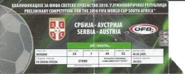 Sport Match Ticket UL000339 - Football (Soccer): Serbia Vs Austria: 2009-06-06 - Match Tickets