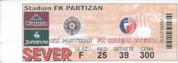 Sport Match Ticket UL000349 - Football (Soccer): Partizan Vs Crvena Zvezda (Red Star) Belgrade: - Eintrittskarten
