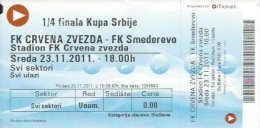 Sport Match Ticket UL000365 - Football (Soccer): Crvena Zvezda (Red Star) Belgrade Vs Smederevo: 2011-11-23 - Match Tickets