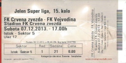 Sport Match Ticket UL000376 - Football (Soccer): Crvena Zvezda (Red Star) Belgrade Vs Vojvodina: 2013-12-07 - Match Tickets